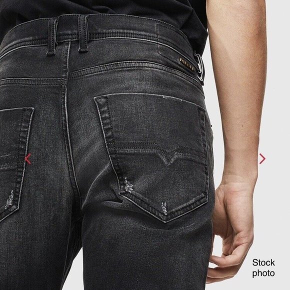 ❌SOLD❌ DIESEL “Tepphar” Slim Carrot Men's Black-Grey Jeans Distressed *Authentic - Picture 7 of 16